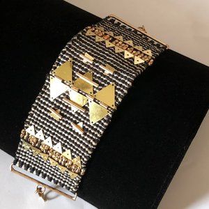 Black and White Aztec Cloth Bracelet